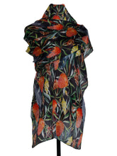 Load image into Gallery viewer, Black Cockatoo &amp; Banksia 100% Silk Scarf