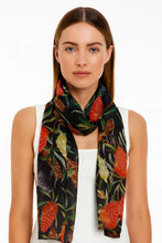 Load image into Gallery viewer, Black Cockatoo &amp; Banksia 100% Silk Scarf