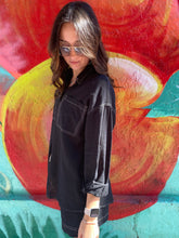 Load image into Gallery viewer, Black Denim Look LS Top &amp; Short Set - By Frankie