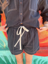 Load image into Gallery viewer, Black Denim Look LS Top &amp; Short Set - By Frankie