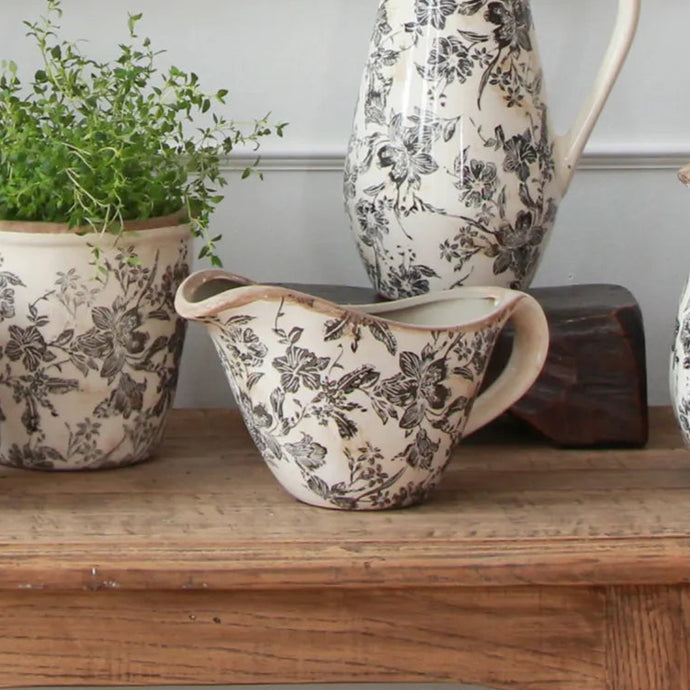 Black Floral Bowl Jug