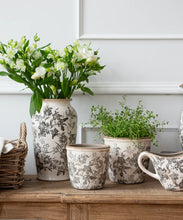 Load image into Gallery viewer, Large Black Floral Pot