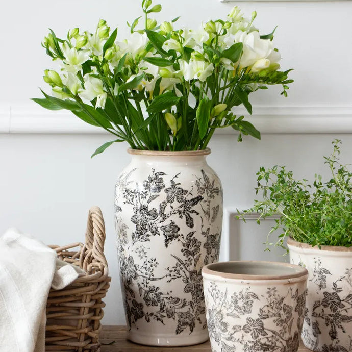 Small Black Floral Vase