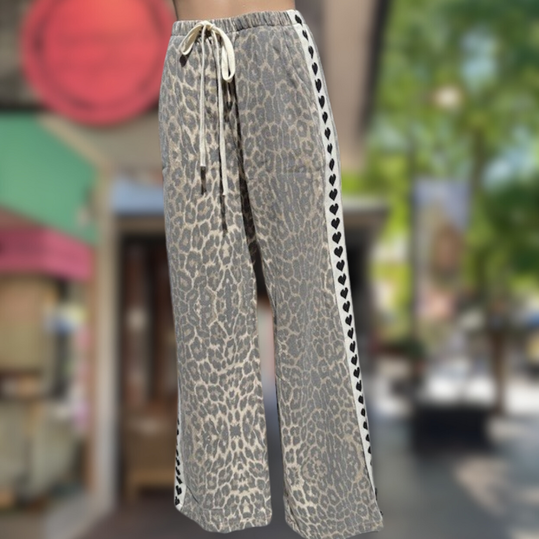 Black Heart Leopard Racer Pant - By Frankie