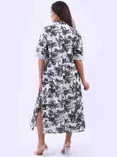 Load image into Gallery viewer, &#39;Delphine&#39; Black Jungle Print 100% Linen Maxi Shirt Dress