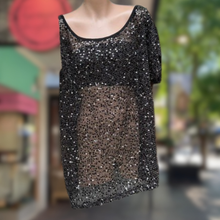 Load image into Gallery viewer, Black Off Shoulder Sequin Top - By Frankie