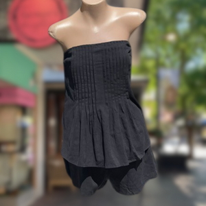 Black Pleated Strapless Top & Short Set - By Frankie