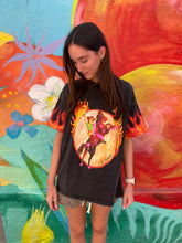Load image into Gallery viewer, Black Acid Wash 'Flame Cowgirl' T-Shirt - By Frankie