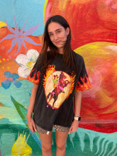 Load image into Gallery viewer, Black Acid Wash 'Flame Cowgirl' T-Shirt - By Frankie