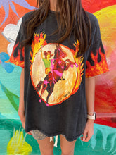 Load image into Gallery viewer, Black Acid Wash 'Flame Cowgirl' T-Shirt - By Frankie