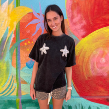 Load image into Gallery viewer, Black Acid Wash 'Starfish' Beaded T-Shirt - By Frankie
