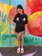 Load image into Gallery viewer, Black Acid Wash 'Starfish' Beaded T-Shirt - By Frankie