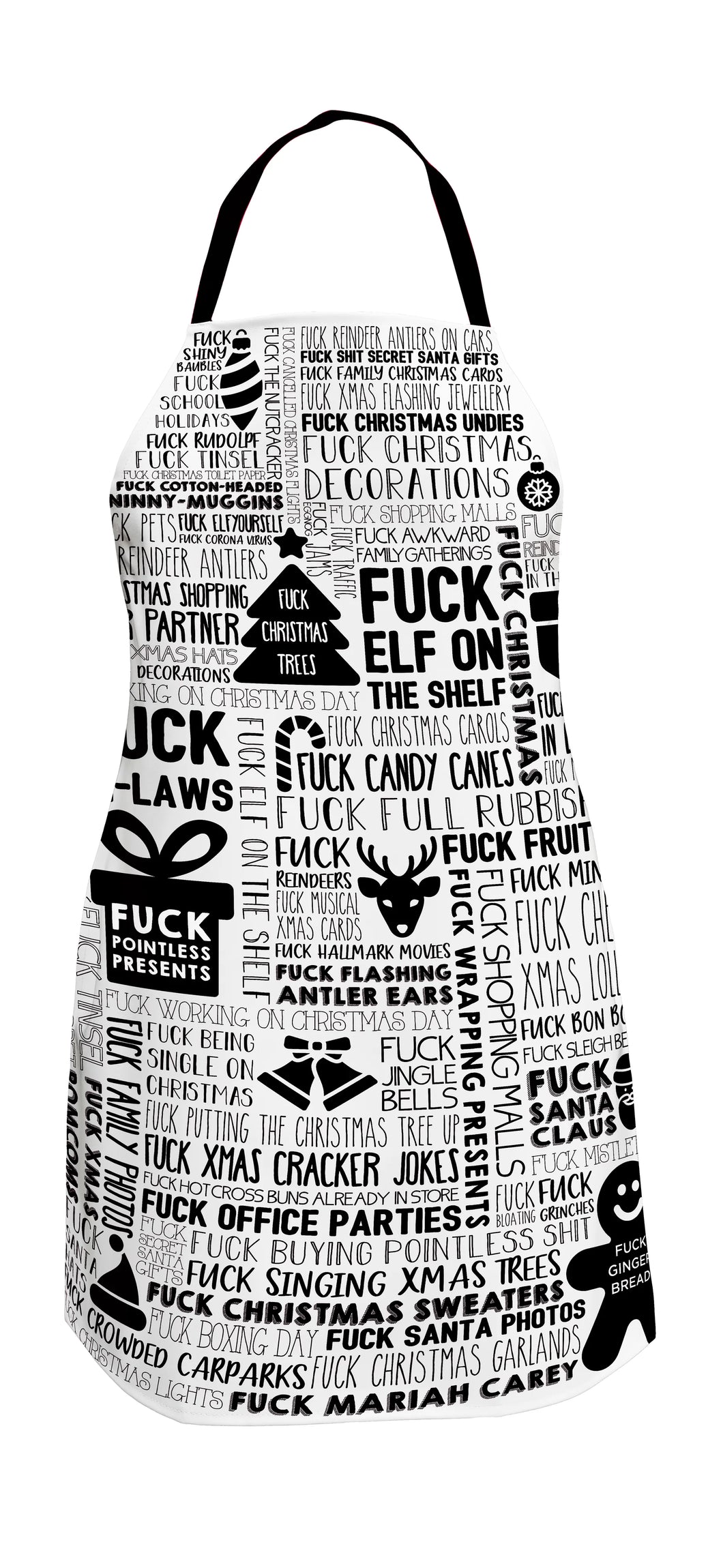 'F Word' Black Christmas Apron