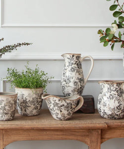 Black Floral Bowl Jug