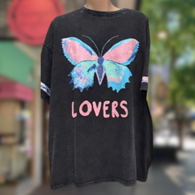 Load image into Gallery viewer, Black 'Lovers' Butterfly T-Shirt - By Frankie