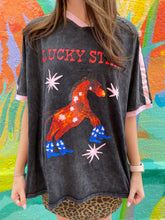 Load image into Gallery viewer, Black &#39;Lucky Star&#39; Acid Wash T-Shirt - By Frankie