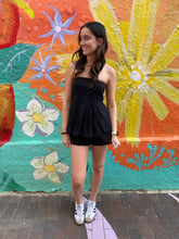 Load image into Gallery viewer, Black Pleated Strapless Top &amp; Short Set - By Frankie