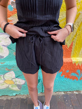Load image into Gallery viewer, Black Pleated Strapless Top &amp; Short Set - By Frankie