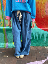 Load image into Gallery viewer, Blue Denim Cargo Pants - By Frankie