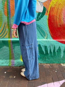Blue Denim Cargo Pants - By Frankie