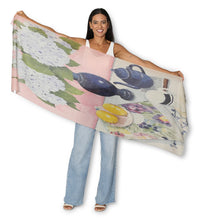 Load image into Gallery viewer, 'Blue Hydrangeas and the Book of Flowers' Wool Scarf - Melanie Vugich