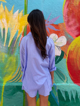 Load image into Gallery viewer, Blue/White Stripe Shirt &amp; Short Set - By Frankie
