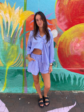 Load image into Gallery viewer, Blue/White Stripe Shirt &amp; Short Set - By Frankie
