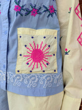 Load image into Gallery viewer, Blue &amp; Yellow Embroidered Cotton Shirt