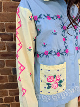 Load image into Gallery viewer, Blue &amp; Yellow Embroidered Cotton Shirt