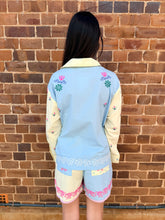 Load image into Gallery viewer, Blue &amp; Yellow Embroidered Cotton Shirt