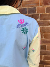Load image into Gallery viewer, Blue &amp; Yellow Embroidered Cotton Shirt