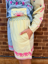 Load image into Gallery viewer, Blue &amp; Yellow Embroidered Cotton Shorts