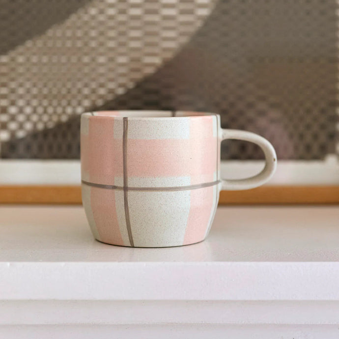 Blush & Grey Check Mug / Cat's Pyjamas - Robert Gordon