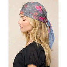 Load image into Gallery viewer, Charcoal English Garden Boho Bandana Scarf