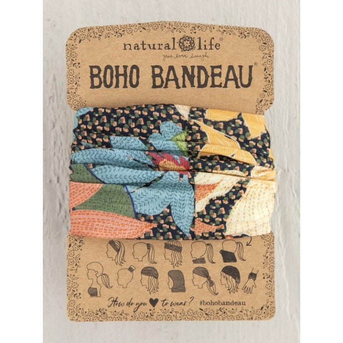 Blue Coral Cream Floral Boho Bandeau