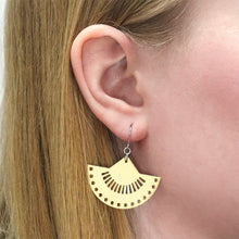 Load image into Gallery viewer, Gold Boho Fan Drop Earrings - Erstwilder