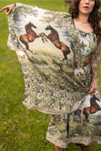 Load image into Gallery viewer, &#39;Born To Run&#39; Scarf with Wild Horse &amp; Floral Print - Market of Stars