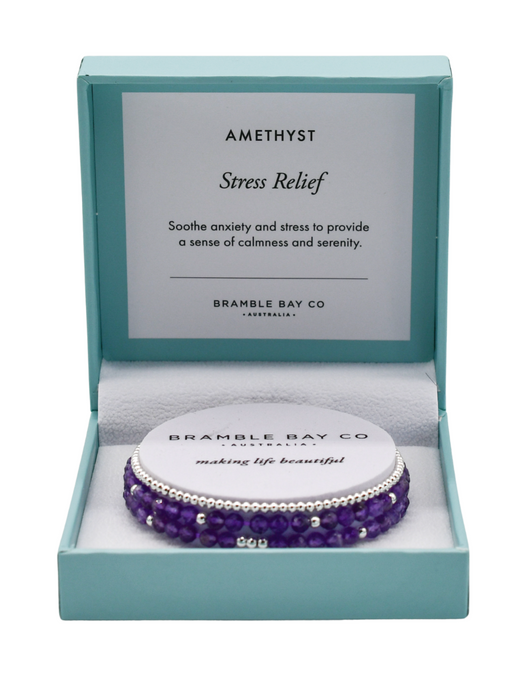 Amethyst Trio Bracelet Set - Stress Relief