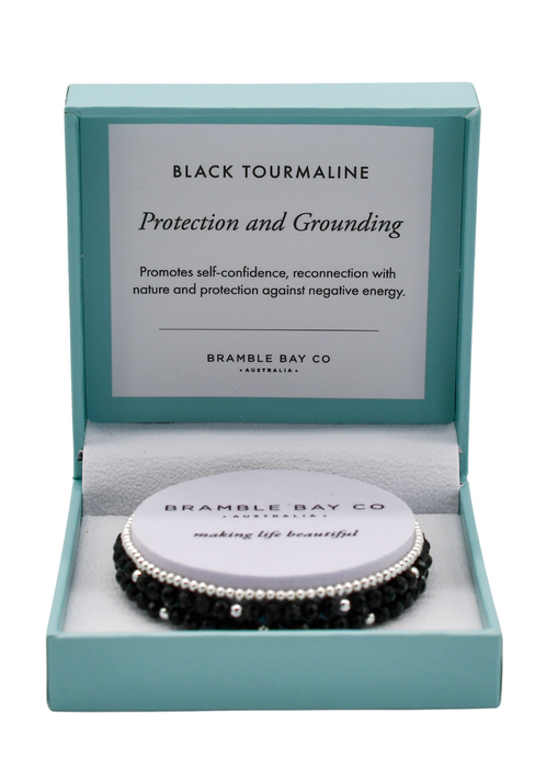 Black Tourmaline Trio Bracelet Set - Protection & Grounding