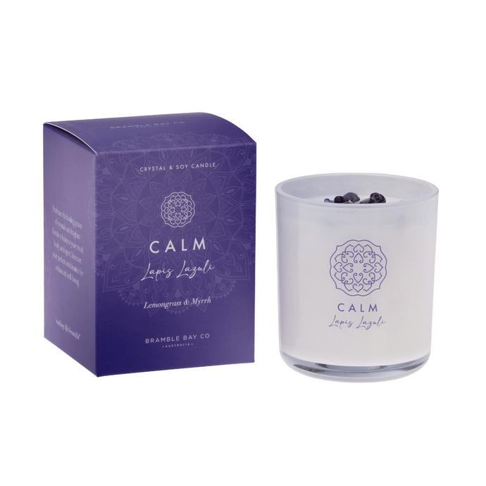 Calm Lapis Lazuli Crystal Boho Candle