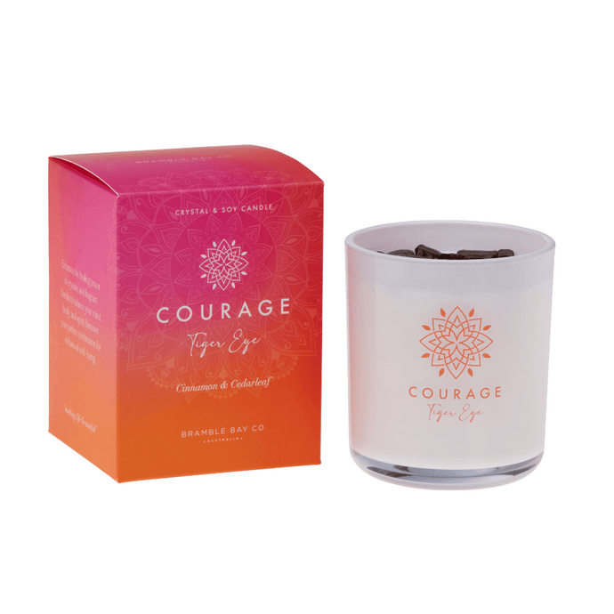 Courage Tiger Eye Crystal Boho Candle