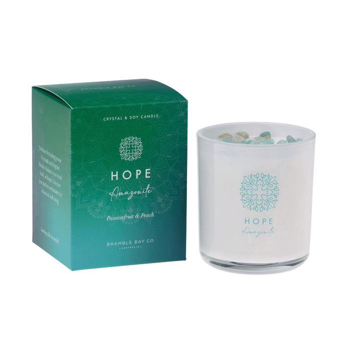 Hope Amazonite Crystal Boho Candle