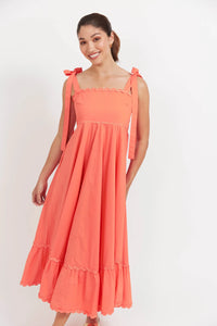 Coral Brasilia Tie Maxi Dress