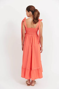 Coral Brasilia Tie Maxi Dress