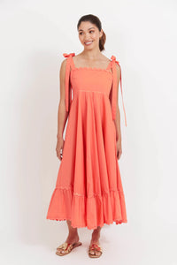 Coral Brasilia Tie Maxi Dress