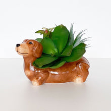 Load image into Gallery viewer, Light Brown Dachshund Planter 20cm