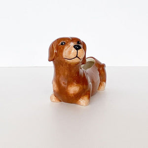 Light Brown Dachshund Planter 20cm