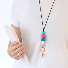 Load image into Gallery viewer, Teacher Bubblegum Beaded Lanyard