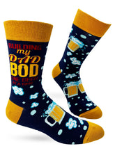 Load image into Gallery viewer, 'Building My Dad Bod One Beer at a Time' Men's Novelty Crew Socks