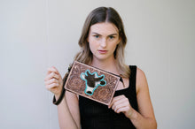 Load image into Gallery viewer, Granada Brown Bullhead Tooled Leather Clutch